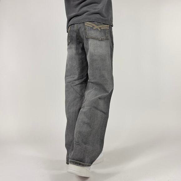 Super Sick Y2K Affliction Style wide-leg Grunge Faded Denim Streetwear pants - Picture 1 of 5
